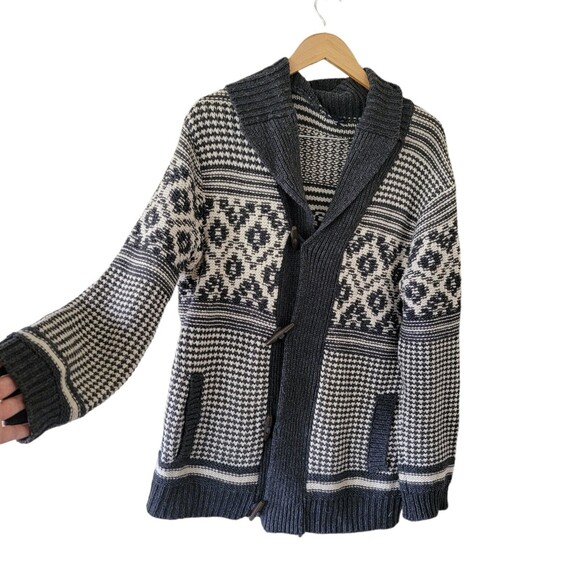 Gap Oversized Gray Cardigan Sweater Wool Blend Chunky Knit Size Large - Picture 2 of 5